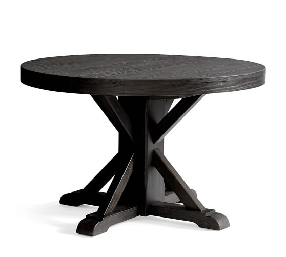 Benchwright Extending Pedestal Dining Table, Blackened Oak - Image 0