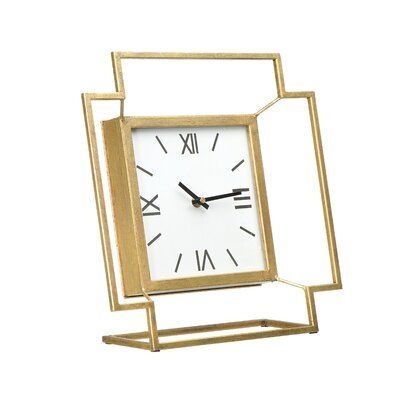 Antiqued Gold Square Mantel/Table Clock - Image 1