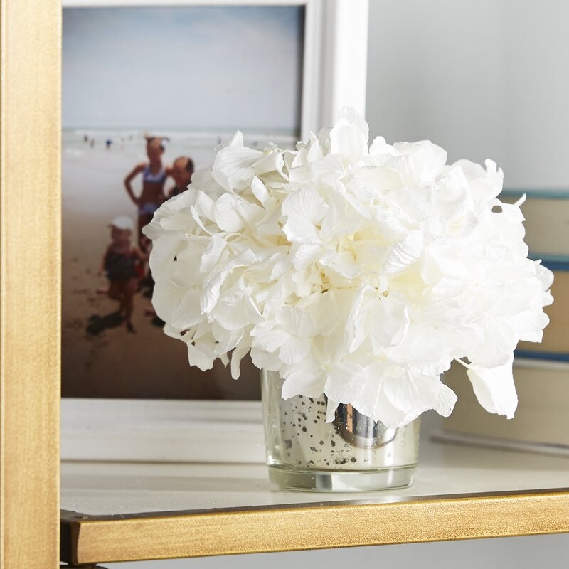Mini Preserved Hydrangea Floral Arrangement in Vase - Image 0
