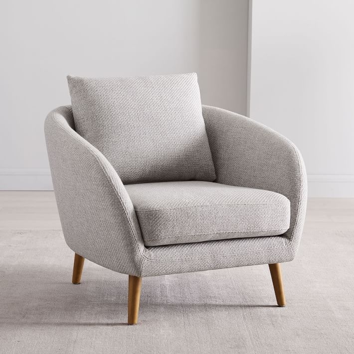 Hanna Chair, Performance Coastal Linen, Platinum, Almond - Image 0