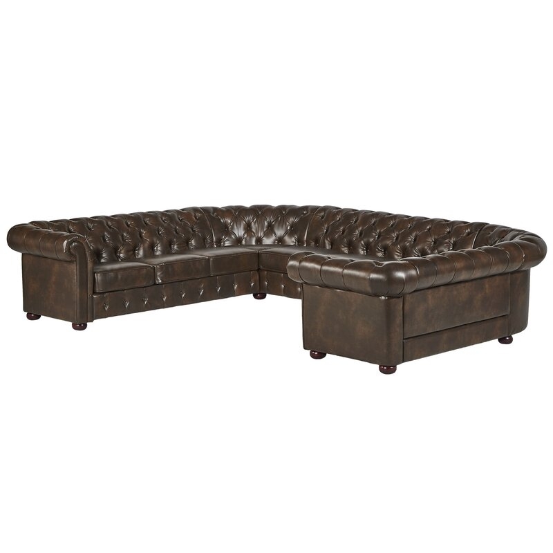 Lucious 142" Wide Faux Leather Symmetrical Large Sectional - Image 4