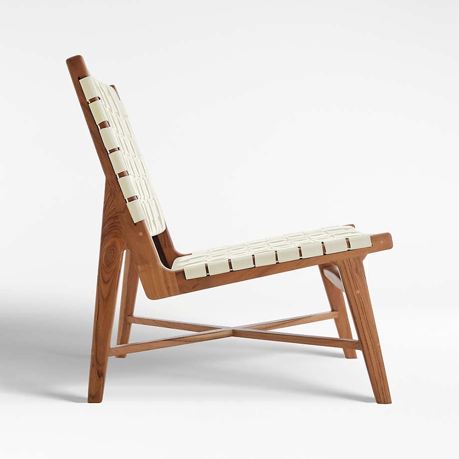 Taj White Woven Leather Strap Accent Chair - Image 2