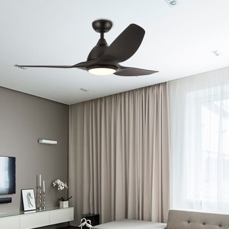 52" Mink 3 Blade LED Ceiling Fan with Remote, Light Kit Included - Image 0