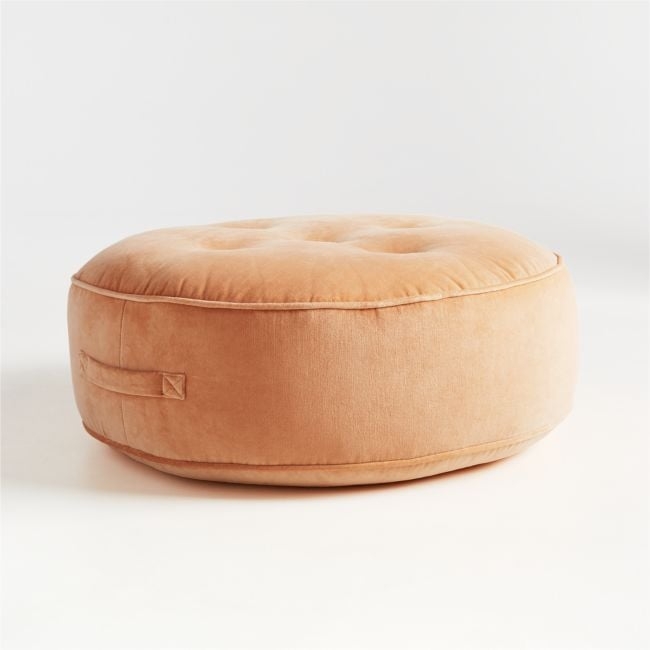 Peach Velvet Flat Pouf - Image 0