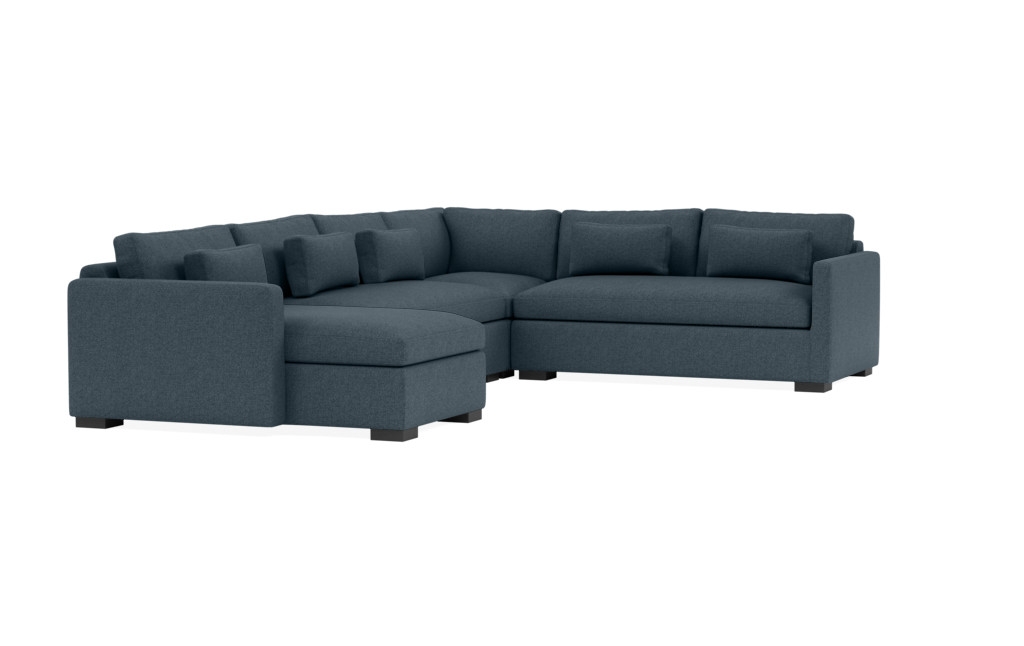 CHARLY Corner Sectional with Left Chaise 143"L x 108" / Indigo + Painted Black Block Leg - Image 4