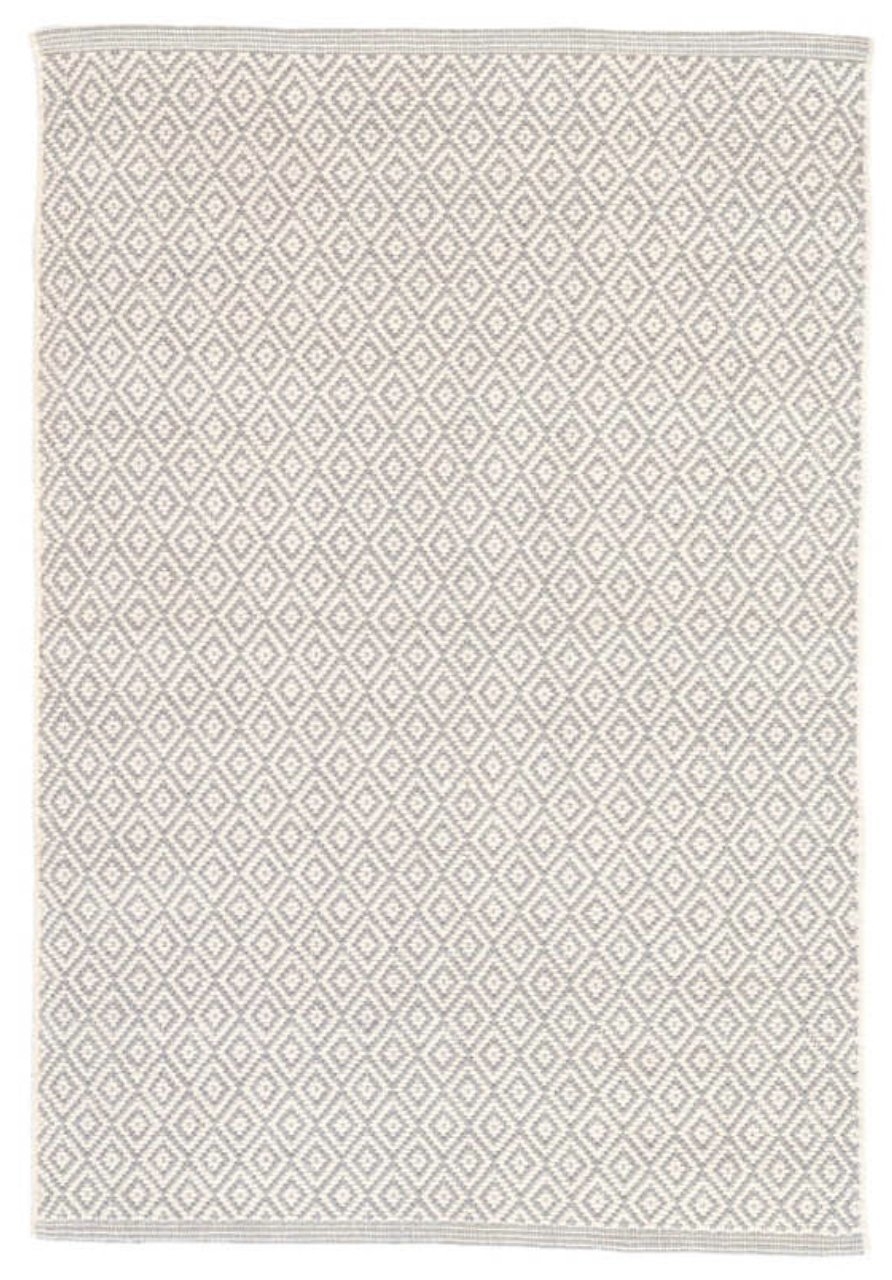 Lattice Dove Grey Woven Cotton Rug - 8' x 10' - Image 0