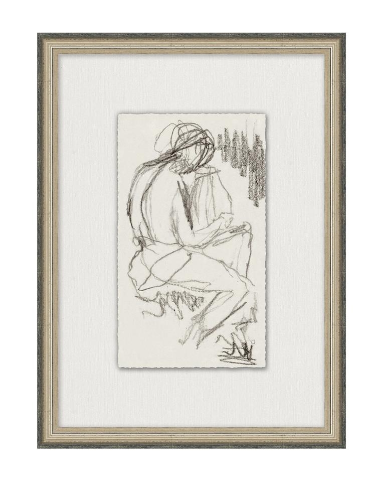 Figure Sketch Framed Art, 14" x 19" - Image 0