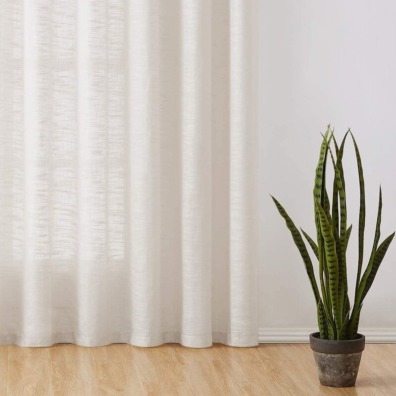 Linen Semi-Sheer Grommet Single Curtain Panel - Image 2