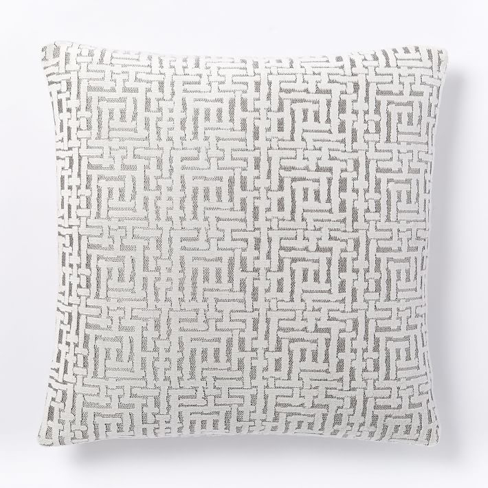 Allover Crosshatch Jacquard Velvet Pillow Cover, Stone White, 20"x20", Set of 2 - Image 0