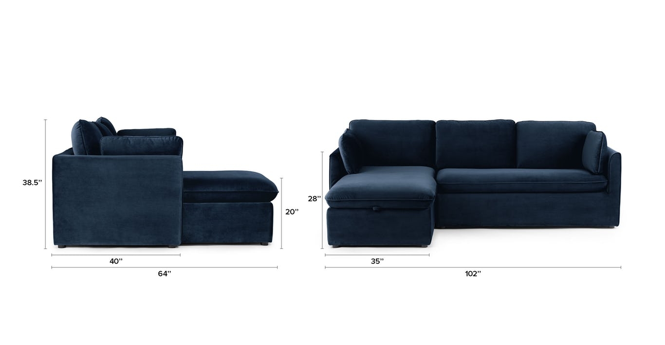 Oneira Tidal Blue Sleeper and storage Sectional - Image 7