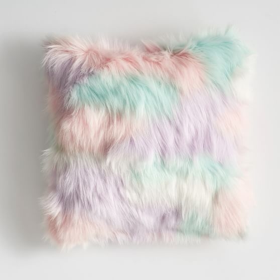 Fur-Rific Faux-Fur Pillow Covers, 18x18, Unicorn - Image 0