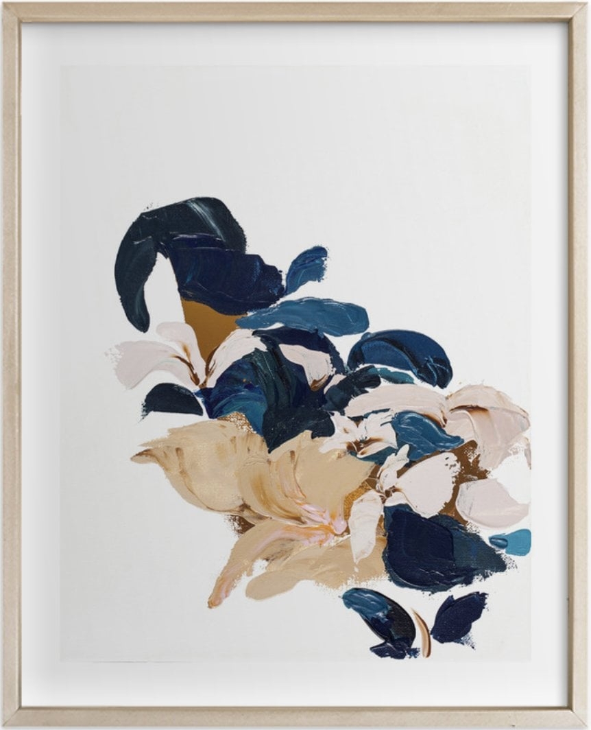 Abstract Botanical 8 x 10", matte brass frame, white border - Image 0