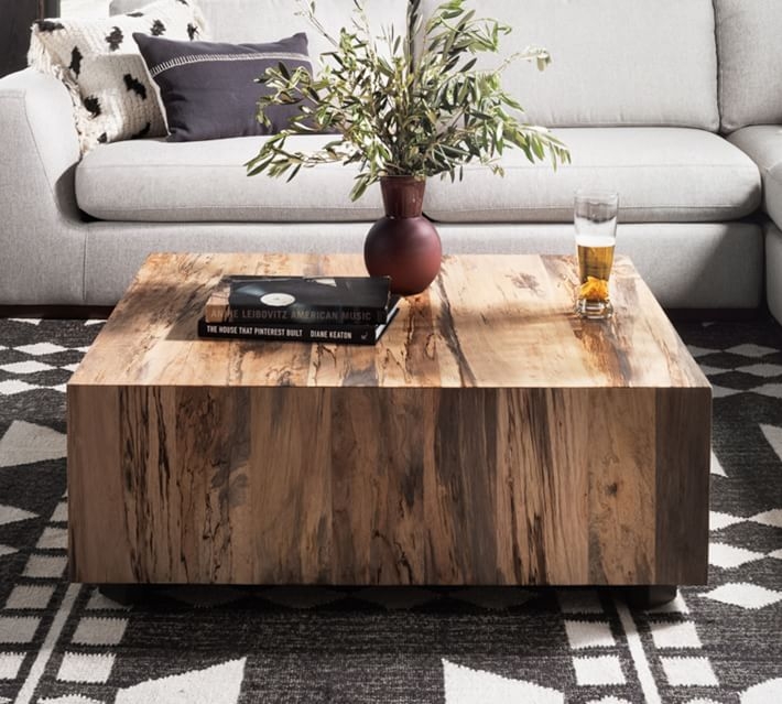 Terri 40" Cube Coffee Table, Primavera Wood & Iron - Image 1