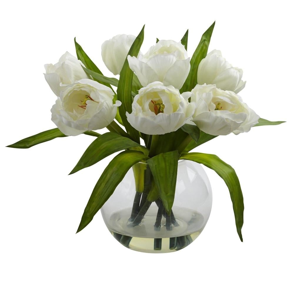 Tulips Arrangement with Clear Vase - Image 0