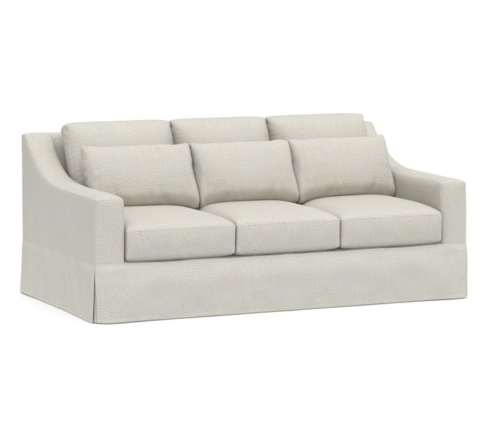 York Slope Arm Slipcovered Deep Seat Sofa 81" 3-Seater, Down Blend Wrapped Cushions, Performance Heathered Basketweave Dove - Image 0