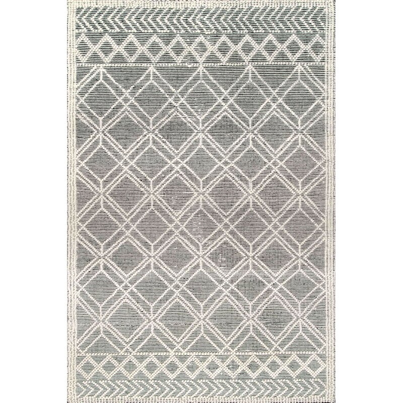 Peniste Geometric Handmade Tufted Wool/Cotton Gray Area Rug - Image 0