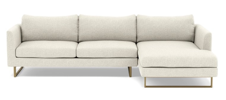 OWENS Sectional Sofa with Right Chaise 110"L / Vanilla + Matte brass legs - Image 0
