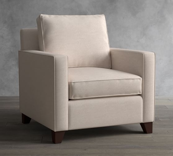 Cameron Square Arm Upholstered Armchair, Polyester Wrapped Cushions, Performance Everydaylinen(TM) Oatmeal - Image 0