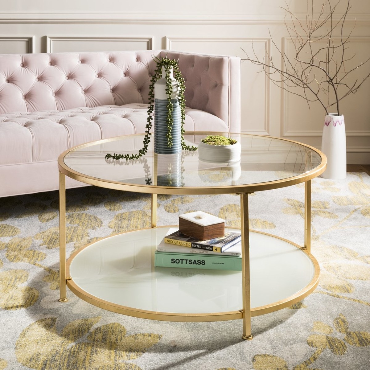 Ivy 2 Tier Round Coffee Table - Clear/Gold - Arlo Home - Image 1