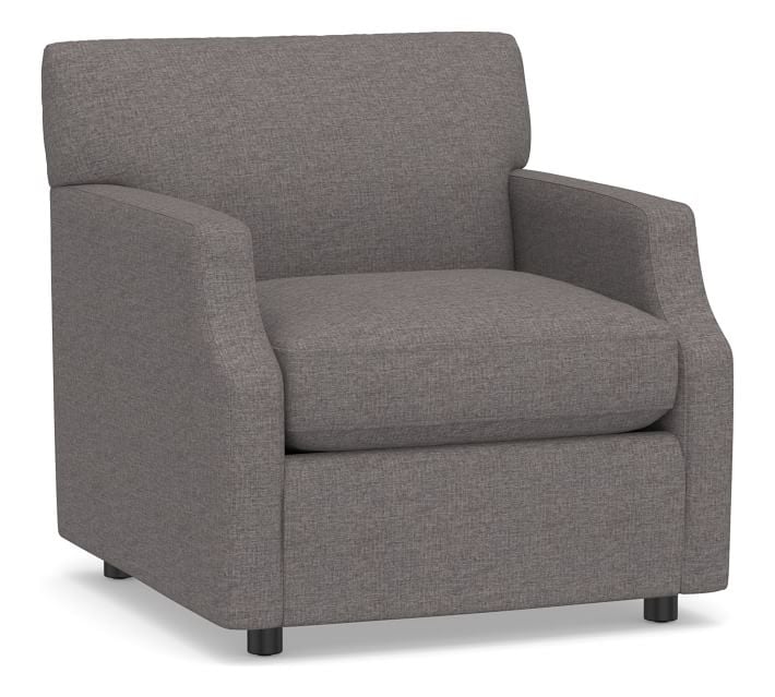 SoMa Hazel Upholstered Armchair, Polyester Wrapped Cushions, Brushed Crossweave Charcoal - Image 0