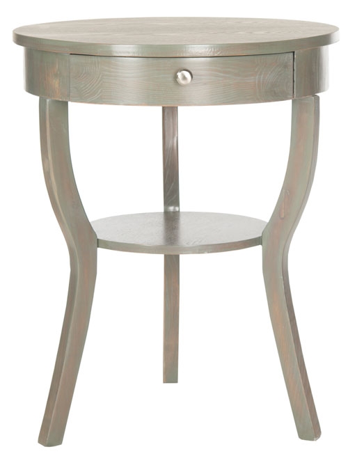 Kendra Round Pedestal End Table W/ Drawer - French Grey - Safavieh - Image 0