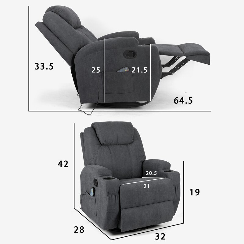 Swivel Rocker Reclining Heated Full Body Massage Chair - Image 4