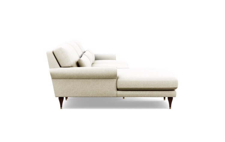 Maxwell Chaise Sectional in Ivory Fabric with Oiled Walnut with Brass Cap legs -102" -Bench cushion - Image 2