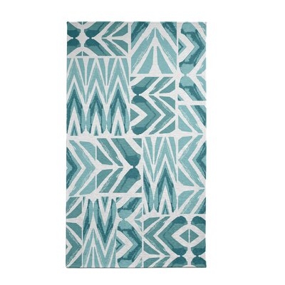 Geometric Teal Area Rug - Image 0