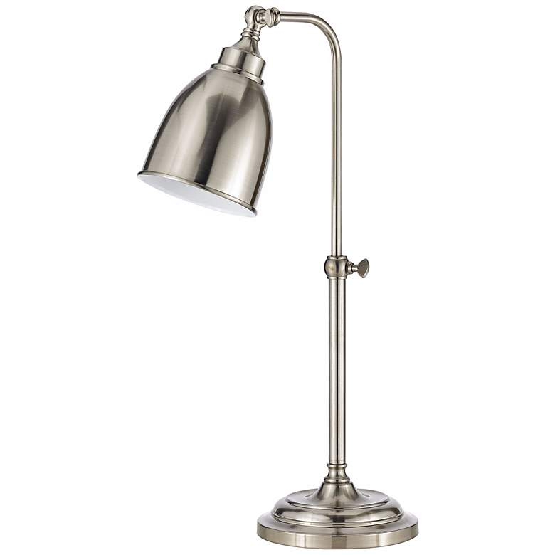 Brushed Steel Metal Adjustable Pole Pharmacy Table Lamp - Image 0