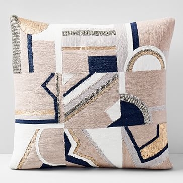 Embellished Deco Mix Pillow Cover, 18"x18", Dusty Blush - Image 0