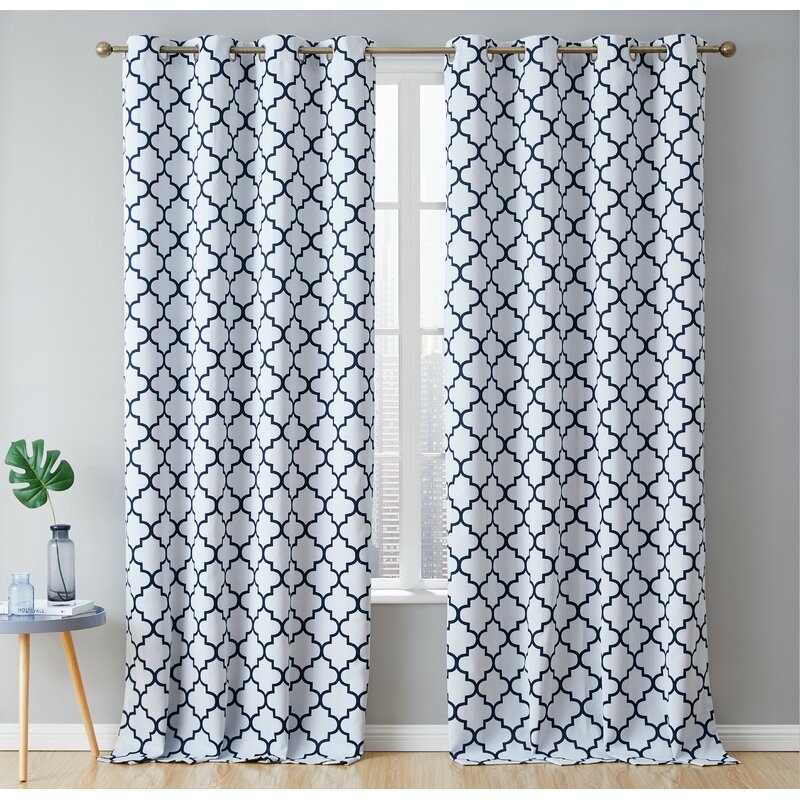 Birdwell Lattice Geometric Blackout Thermal Grommet Curtain Panels (Set of 2) - Image 0