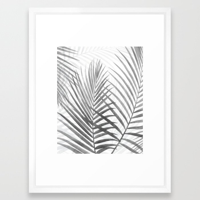 Black and White Tropical Palms Framed Art Print - Image 0