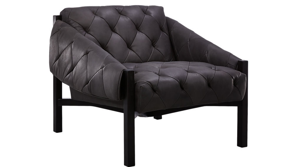 abruzzo black leather tufted chair - Image 1