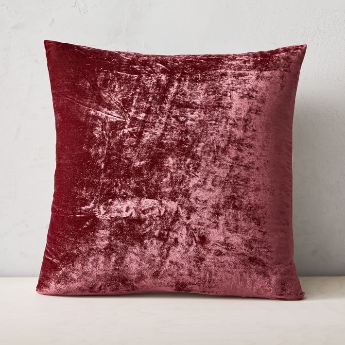 Lush Velvet Pillow Cover, 20"x20", Washed Ruby (set of 2) - Image 0