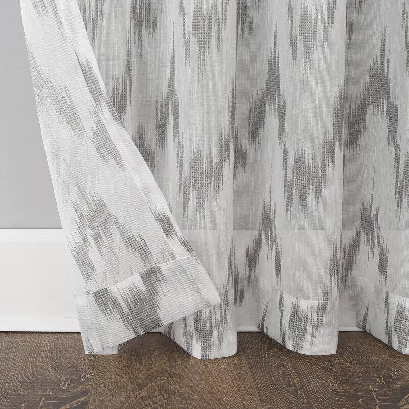 Santo Ikat Sheer Rod Pocket Single Curtain Panel - Image 2