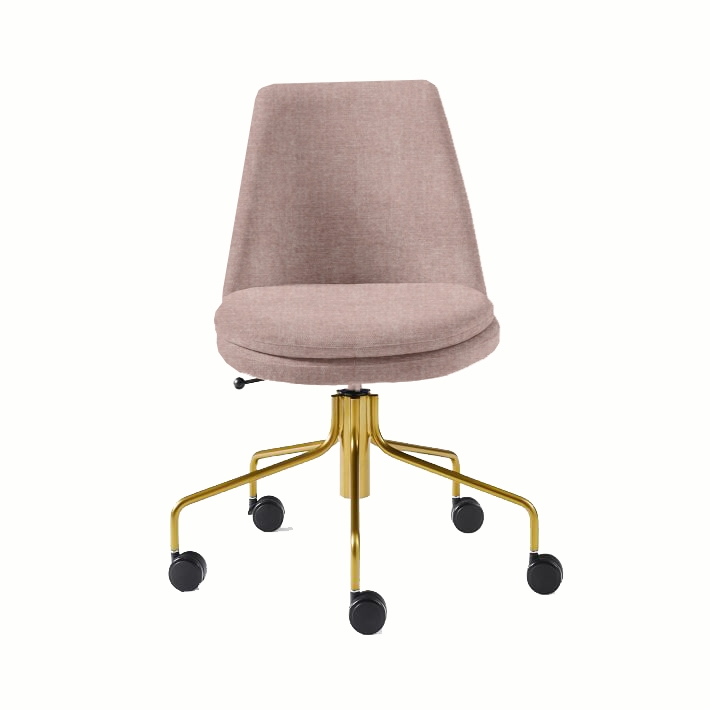Finley Office Chair, Distressed Velvet, Light Pink - Image 0