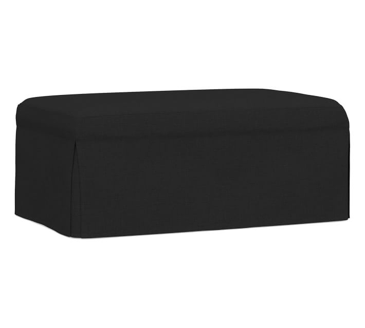 Sullivan Slipcovered Deep Seat Ottoman, Down Blend Wrapped Cushions, Textured Basketweave Black - Image 0