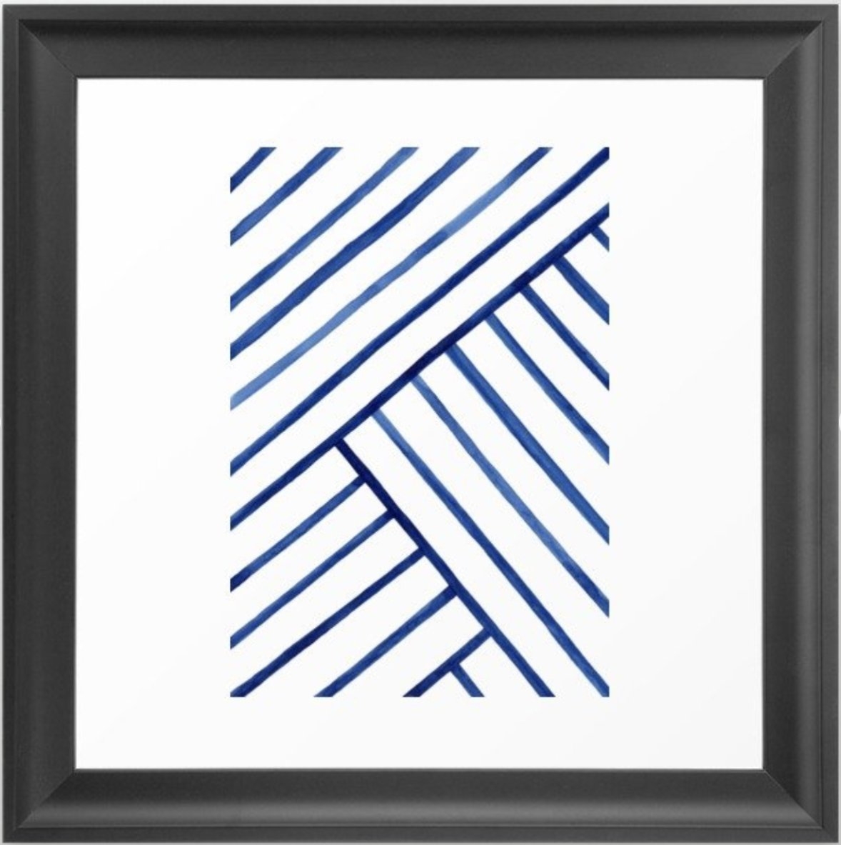 Watercolor lines pattern | Navy blue Framed Art Print - Image 0
