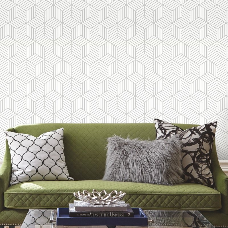 Rumsey Striped Hexagon 16.5' L x 20.5" W Geometric Peel and Stick Wallpaper Roll - Image 1