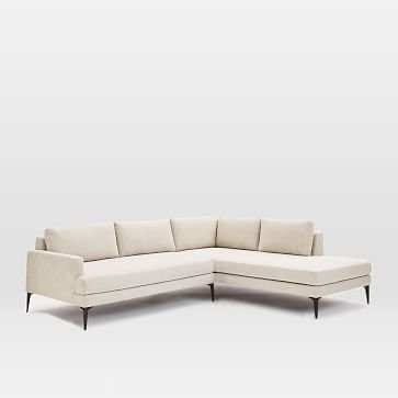 Andes  Set 14, Left Arm 2 Seater Sofa, Right Arm Terminal Chaise, Twill, Stone - Image 1