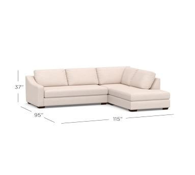 Big Sur Slope Arm Upholstered Left 3-Piece Bumper Sectional with Bench Cushion, Down Blend Wrapped Cushions, Sunbrella(R) Performance Slub Tweed Pebble - Image 6