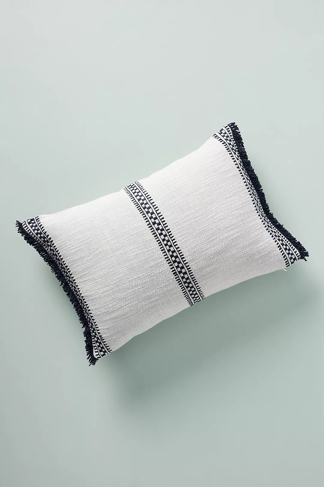 Embroidered Checker Pillow - Sky - Image 0