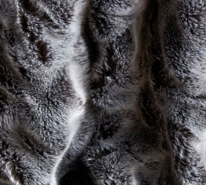 Faux Fur Throw, 50 x 60", Ruched Gray Ombre - Image 2