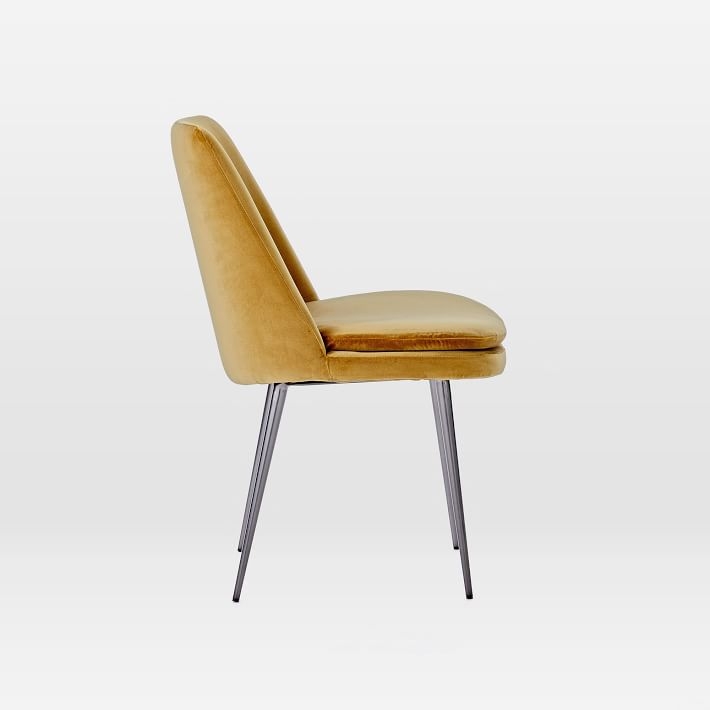 Finley Low-Back Upholstered Dining Chair, Astor Velvet, Saffron, Gunmetal, Set of 2 - Image 1