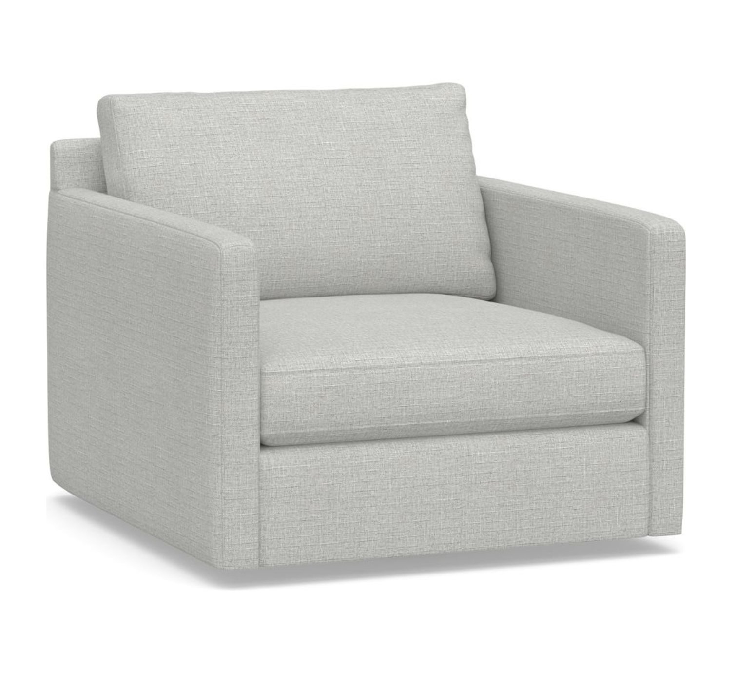 Pacifica Square Arm Upholstered Swivel Armchair, Polyester Wrapped Cushions, Basketweave Slub Ash - Image 0