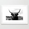 Scottish Highland Cattle Black and White Animal Framed Art Print - Image 0