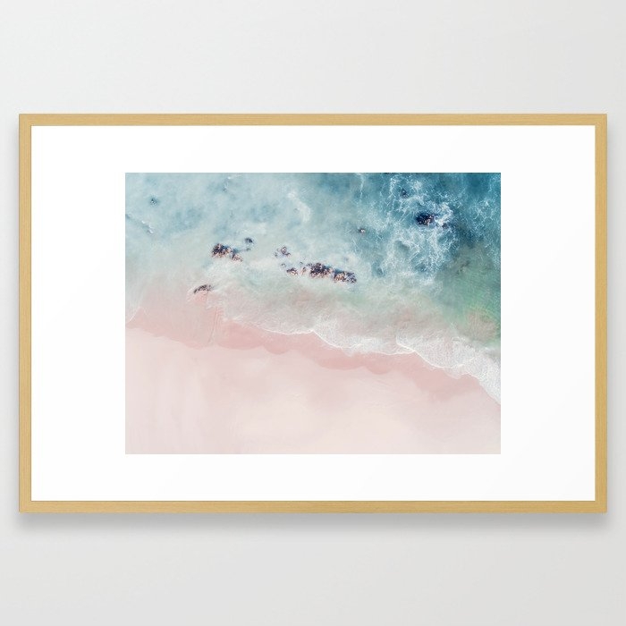 Ocean Pink Blush Framed Art Print - 20"x26" - Vector White Frame - Image 0