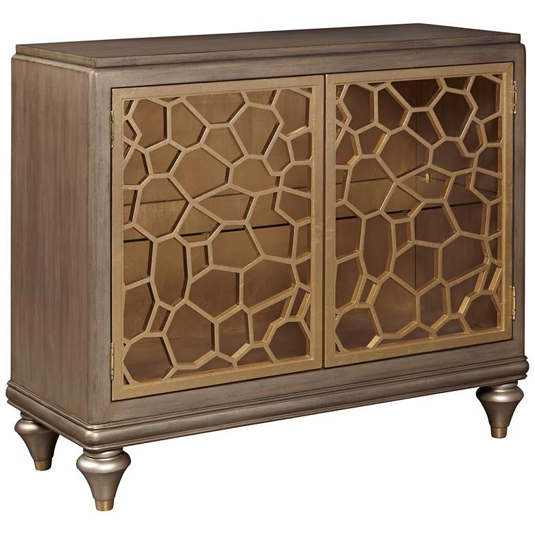 Isabelle 40" Wide Pierced Gold Leaf 2-Door Accent Chest - Image 0