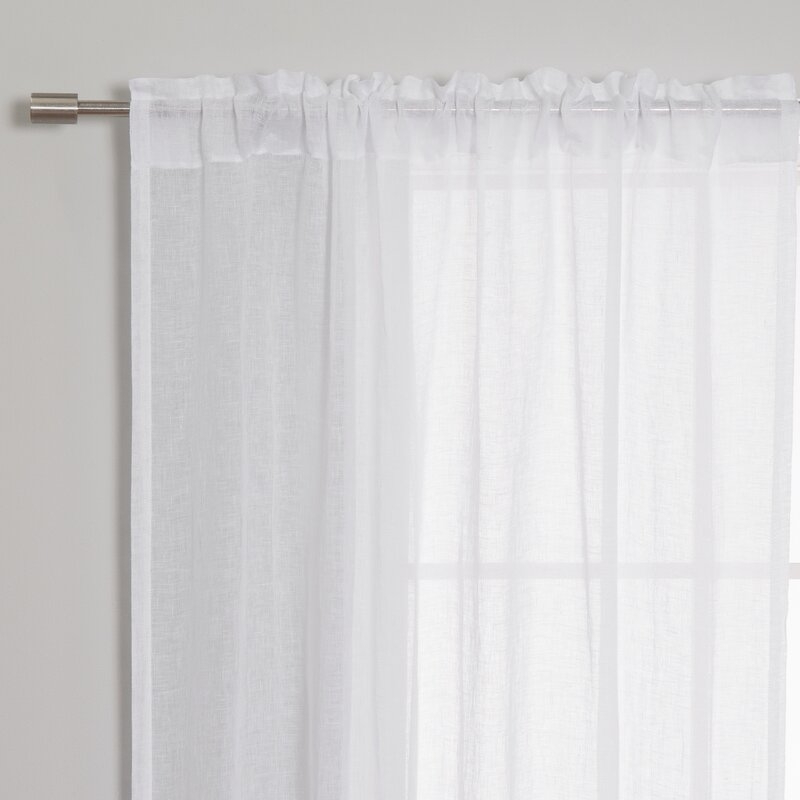 Isadora Linen Back Tab Solid Semi-Sheer Single Curtain Panel - Image 1