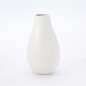 Pure White Ceramic Vase, Oversized Raindrop - Image 0